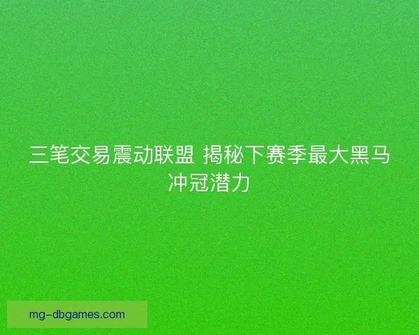 三笔交易震动联盟 揭秘下赛季最大黑马冲冠潜力